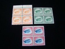 U.S. Scott #C1-C3 Juego Bloques De 4 MNH/MLH O.G. $1,080.00 SCV Bonito! #30220