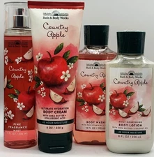 S/4 Bath & Body Works COUNTRY APPLE Mist/Spray Cream Shower Gel Wash and Lotion