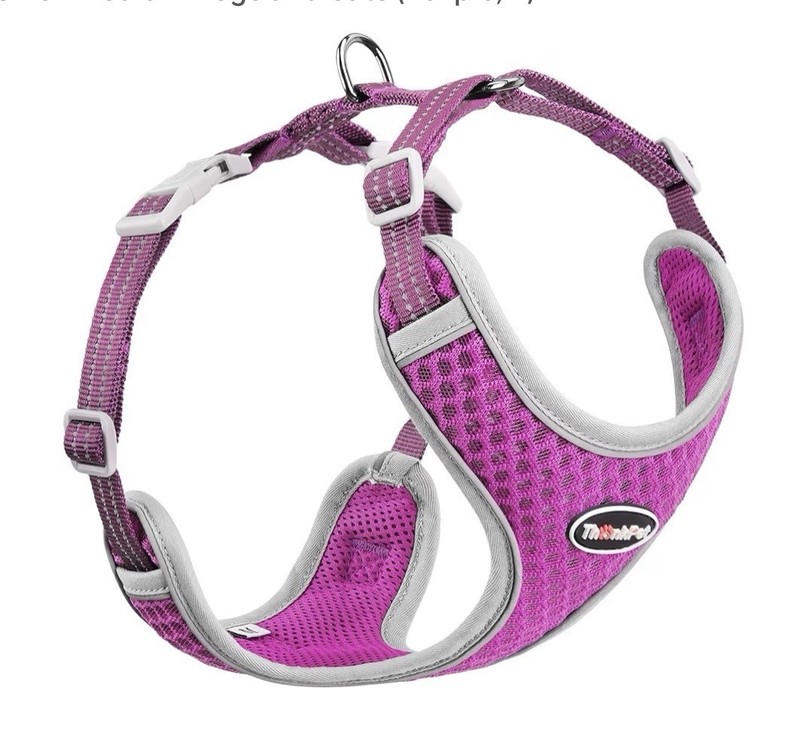 ThinkPet No Pull Harness Breathable Reflective Maroon Harness with Handle Size M