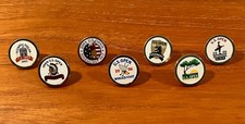 Lot of 7 US Open 2003-2009 Metal Stem Logo Golf Ball Markers