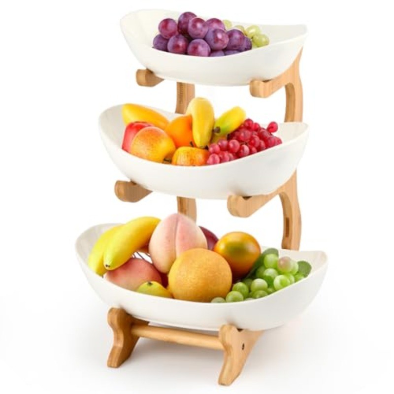 Obst & Dessert Schalen Etagere aus Porzellan - Serviertablett Servierständer Set
