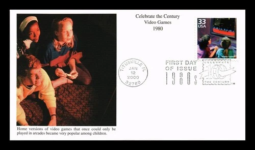 US COVER MYSTIC STAMP COMPANY CACHET FIRST DAY OF ISSUE VIDEO GAMES