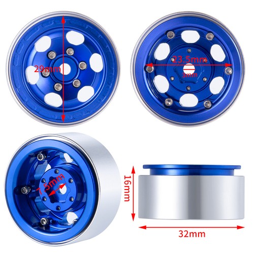 Llantas de buje de rueda Beadlock de aleación de 1,0 pulgadas para coche de radiocontrol axial 1/24 SCX24 1/18 TRX4M - Imagen 25 de 36