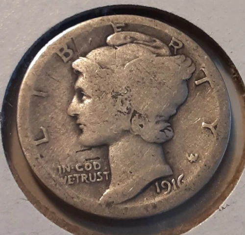 1916 Mercury Dime 10c Philadelphia Mint 90% US Silver (#109-390) Winged Cap