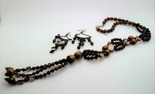 S001 Exquisite style Natural Wood Bead  shell long necklace  earrImg set