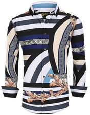 Mens PREMIERE Long Sleeve Button Down Dress Shirt SILKY WHITE GOLD LEAF 615NEW