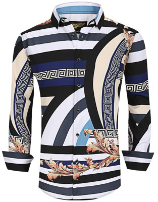 Uomo Premiere Pulsante Manica Lunga Giù Camicia Seta Bianco Foglia Oro - Foto 12