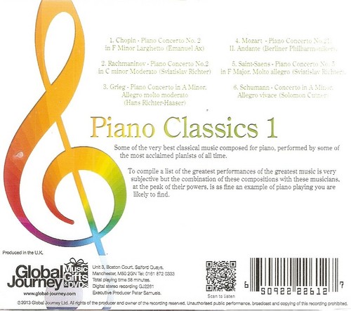 Various - Piano Classics 1 (CD 2013) Global Journey; **NEW/SEALED** - Imagen 2 de 2