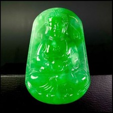 【KATHY JADE】Icy Emerald Young Green Buddha Jadeite Jade Pendant《Grade A》