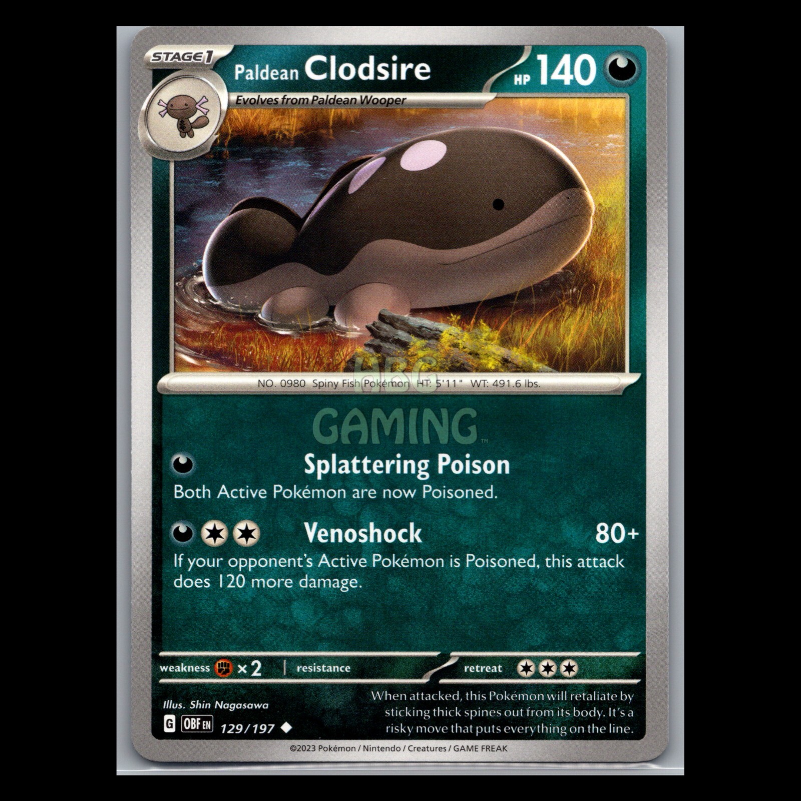 Obsidian Flames - Paldean Clodsire - 129/197 - Pokemon Card