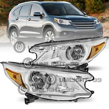 For 2012 2013 2014 Honda CRV CR-V 4Dr Chrome Amber Corner Headlights Pair