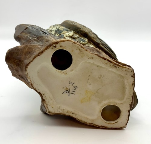 Great Horned Owl on Branch Figurine Homco Porcelain #1114 1970s Cottage Core - Picture 4 of 6