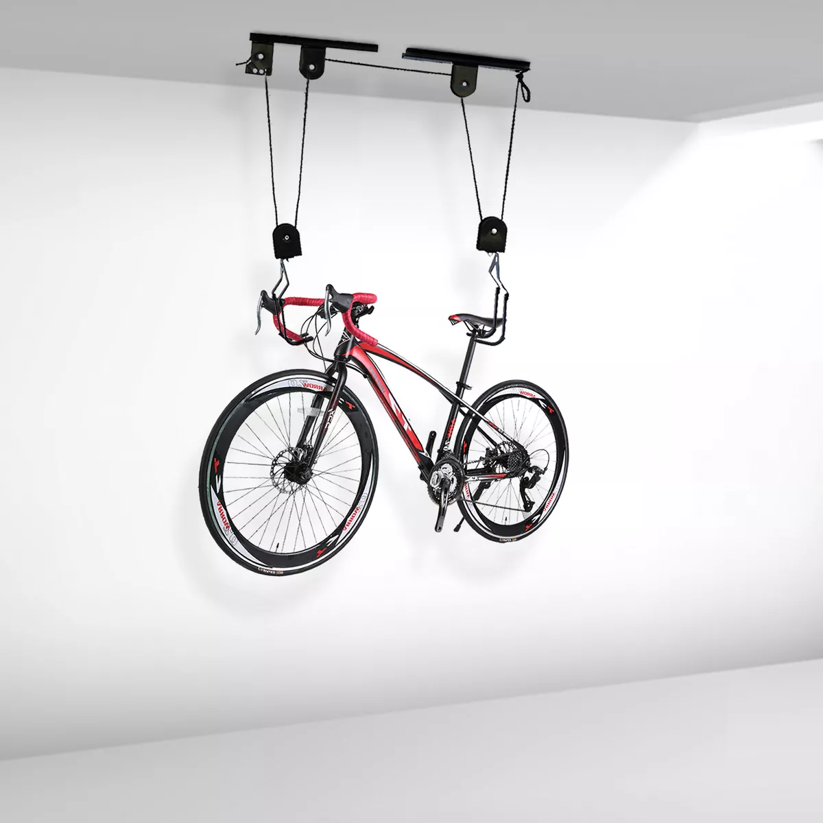 Bicycle Lift Bike Ceiling Mount Pulley Hoist Rack Garage Storage Hooks  Hanger