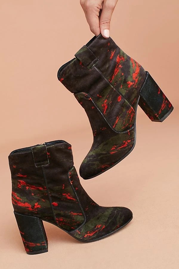 NUEVO EN CAJA Botines Anthropologie Camuflaje Estampado Terciopelo Por Bruno Premi Talla 39 Foto 3 de 4