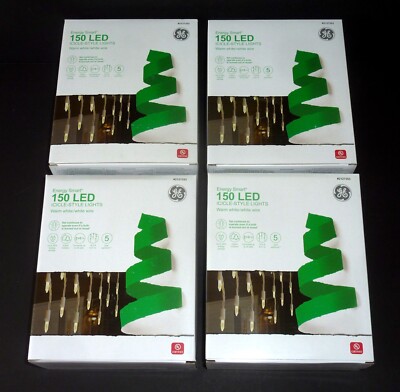 (4) GE Energy Smart 150 Warm White LED Plug-In Christmas / Wedding Icicle Lights