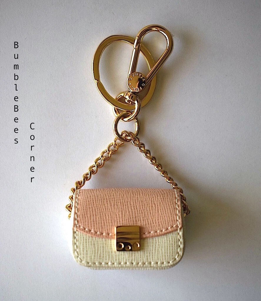 FURLA Miniature METROPOLIS Handbag Saffiano Leather Charm Keychain Keyring  NWT