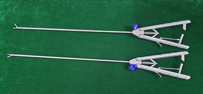 2pc Laparoscopic V-Shape Needle Holder Curved Right Hand/Left Hand 5mmx330mm