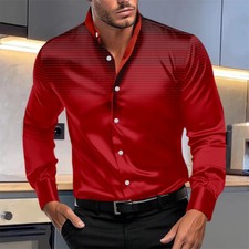 Men's Dot Shirt Casual Slim Shirts Long Sleeve Button Down Tops Blouse
