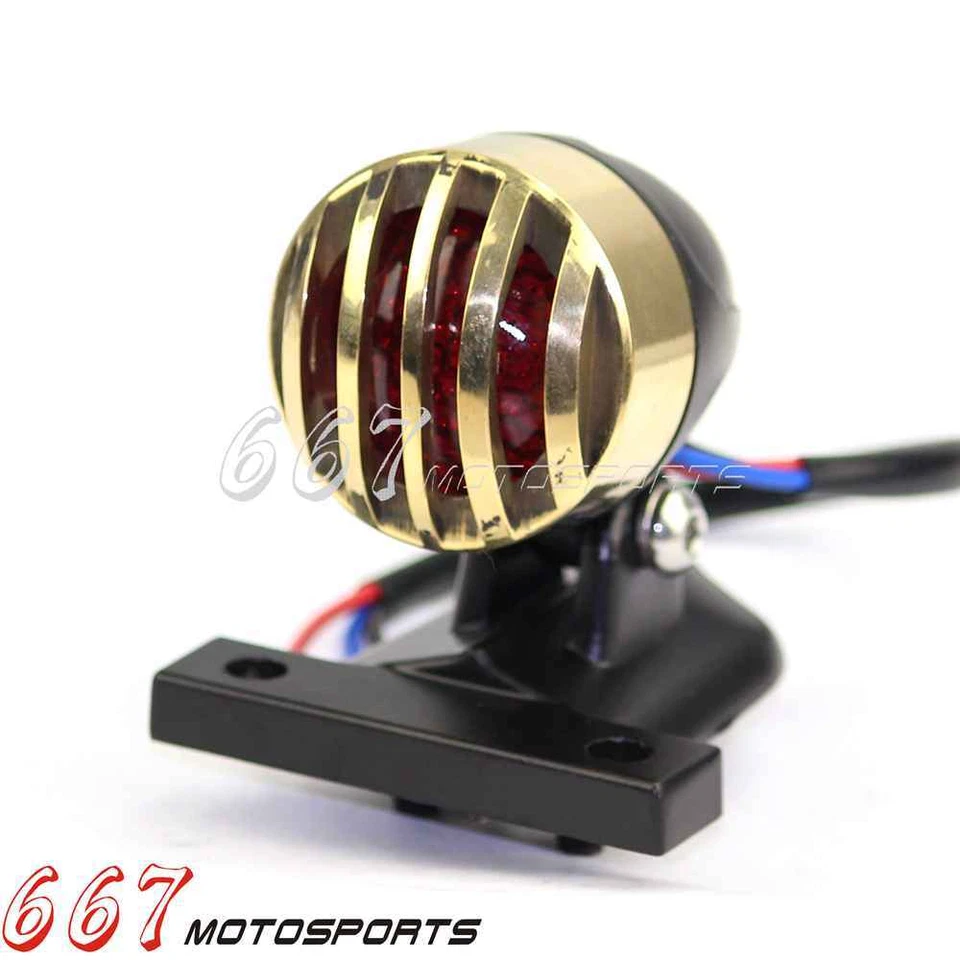 Латунный задний тормозной светодиодный фонарь для мотоцикла Harley Cafe Racer Chopper Bobber - Изображение 3 из 4