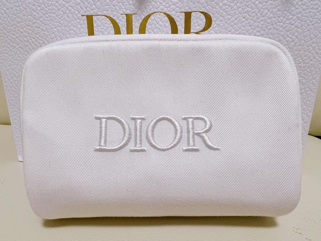 Dior Snow Pouch White Silver Star CD Logo 17 x 6 x 12cm Zipper