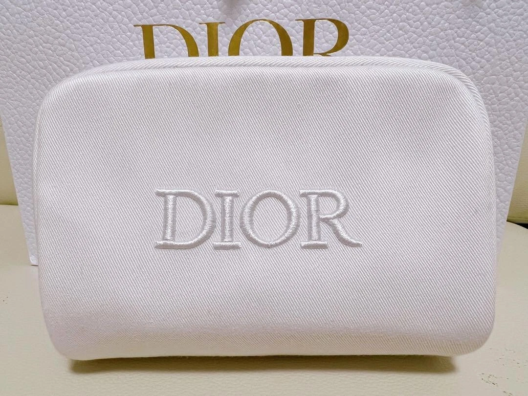 Dior Pochette Neige Blanc Argent Etoile CD Logo 17 x 6 x 12 cm Fermeture Éclair 2024 Nouveauté