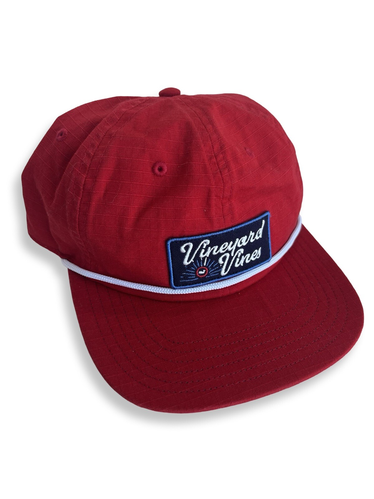 Vineyard Vines Hat Red Script Patch Logo Ripstop … - image 9