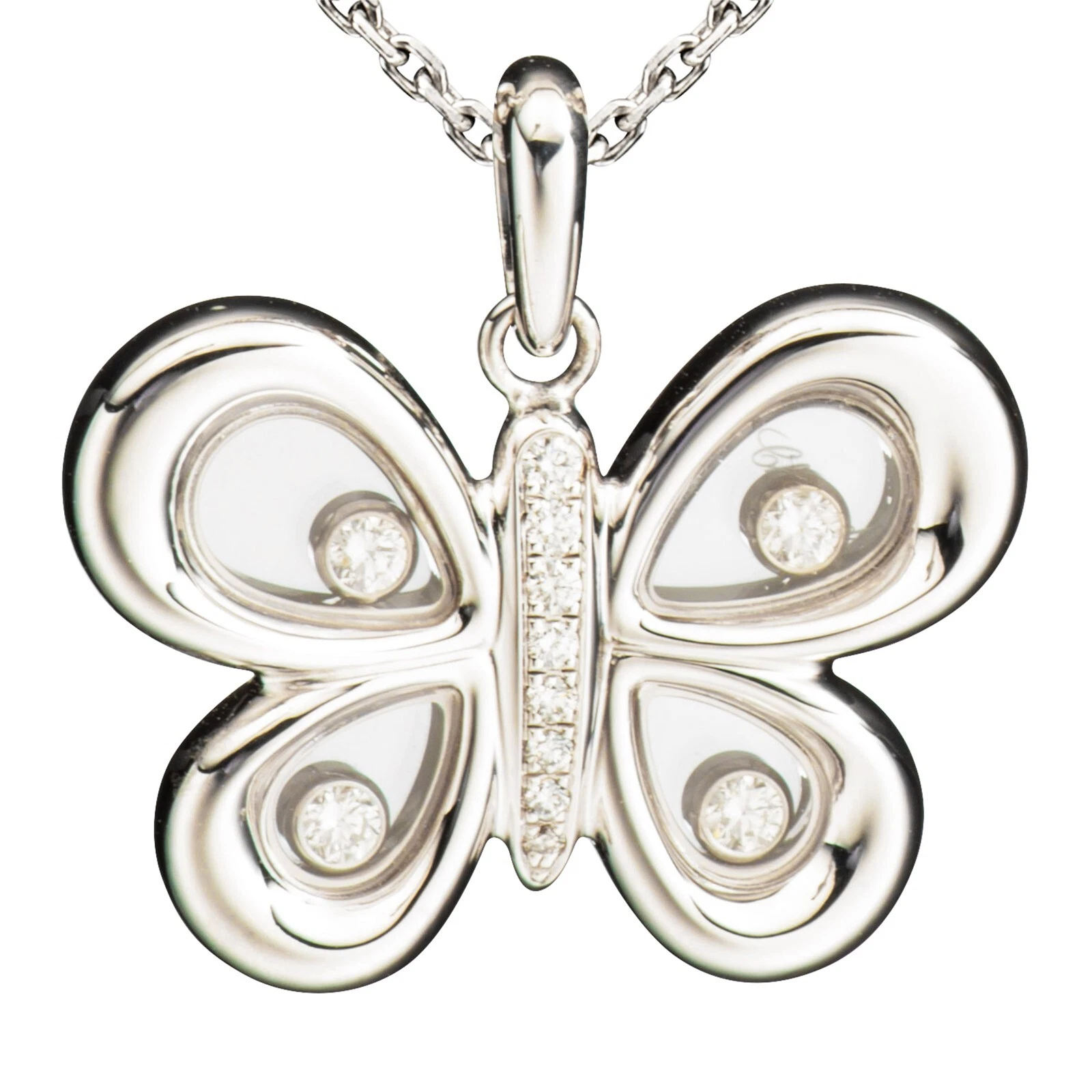 Chopard — Chopard Happy Diamonds Butterfly White Gold Diamond Pendant Necklace 799511 New