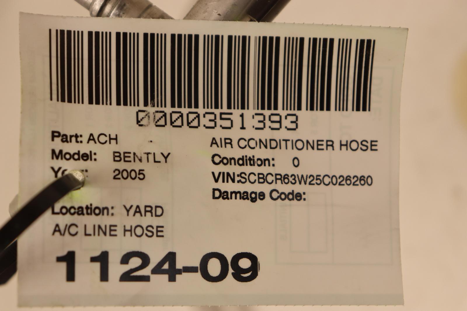 2003-2011 BENTLEY CONTINENTAL GT A/C AC AIR CONDIITONING HOSE LINE OEM