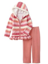 Infant Girls Pink  Peach 2 Piece Set Coral  White Hoodie  Leggings Outfit