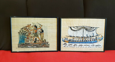 ***Set*** 2 ägyptische Bilder auf Papyrus - Papier 30 x 40