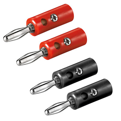 2x Bananenstecker Set Rot+Schwarz 4mm Bananen Stecker Banana Lautsprecherkabel