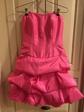 NWT Mori Lee Sticks & Stones Dress 9029 Homecoming Mini Neon Pink Size 5/6