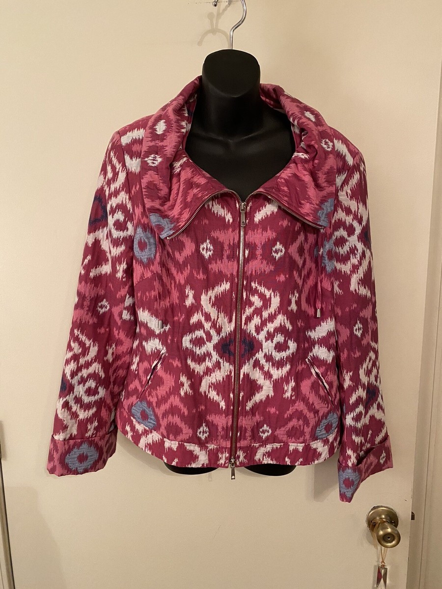 LAFAYETTE ジャケット LAFAYETTE 148 Pink w/ White/Blue Textured Ikat Print Zip