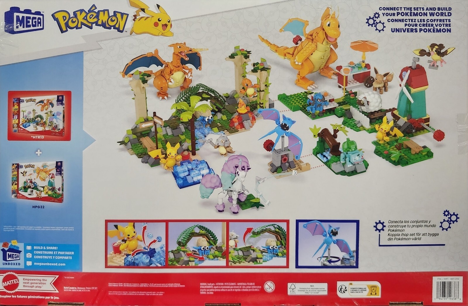 New MEGA Pokemon Discoveries Building 7 Figures Set 884 Pieces Charizard