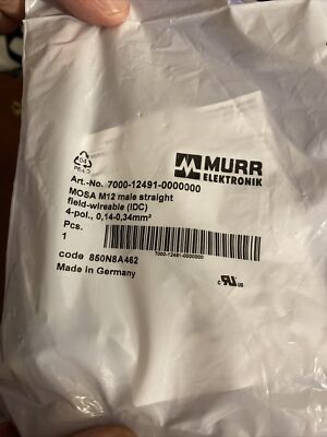 Murr Elektronik MOSA M12 Male Straight Field-Wireable Connector (IDC) 