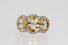 .925 Sterling Silver / Citrine / White Topaz Ring .
