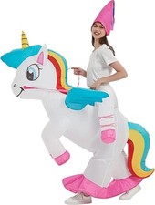 Inflatable Costume Adult, Riding a Unicorn Blow-up Deluxe Halloween Costume w