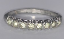 Vintage Signed Sterling Silver 925 White CZ Half Eternity Band Ring SZ 9.25, 3mm