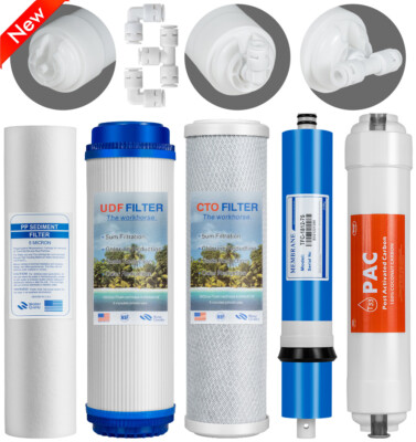 5 Stage Reverse Osmosis System Water Filter RO Membrane Replacement Set 5-Pack