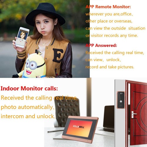 7 Inch 4 Monitors Wired Wifi Video Door Phone Doorbell Intercom Entry System - Picture 2 of 8
