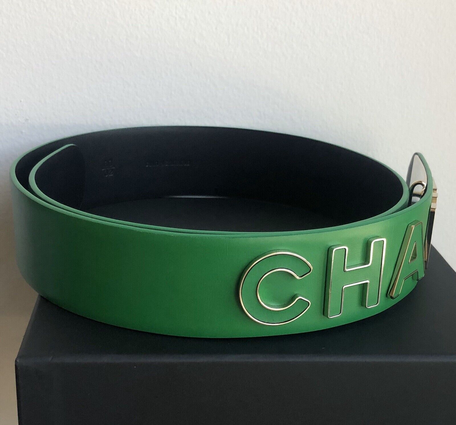 CHANEL Pharrell Emerald Leather Letter Logo Belt - Size 80/32 | eBay