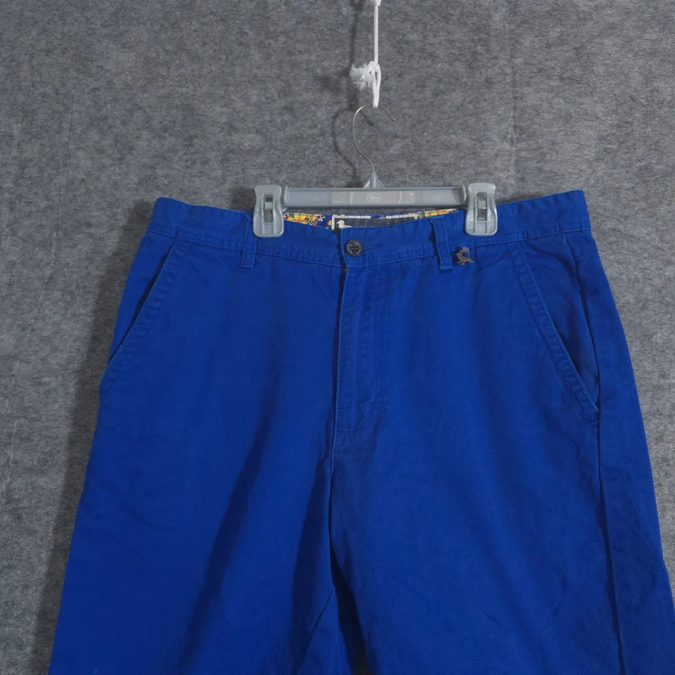 Pantalones Cortos Modernos de Diversión para Hombres 34 Bolsillos Azules Algodón Frente Plano Chino Preppy Sólido Foto 3 de 4