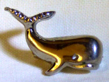 VINTAGE 1970s-1980s Tiny 3/4"  Whale Pin Chrome with Safety Catch