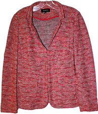 Talbots Red White Tweed Career Preppy Academia Open Front Blazer Jacket Size 8