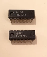 2 x LM747 - IC - DIP14 - Dual Operational Amplifier - National Semiconductors