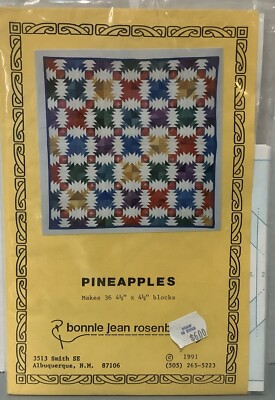 Pineapples Quilt Pattern by Bonnie Jean Rosenbaum  1991 Big Guys Vintage New