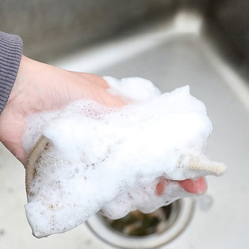 6pcs/set Bamboo Fiber Dishwashing Scouring Pads Dish Towel Sponge Scrub Rag