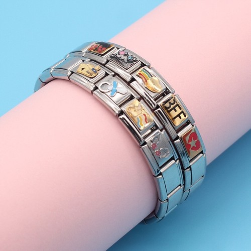 SILVER GOLD MOON STAR ITALIAN CHARM FITS all classic 9mm Italian BRACELET SK11 - Picture 3 of 7