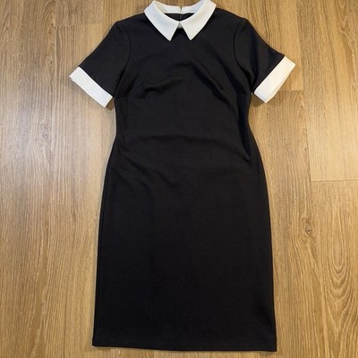 Shelby & Palmer Size 6 Goth Dark Academia Black Dress White Collar Wednesday
