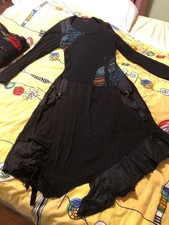 Made in Italy Damen Zipfel Kleid  Lagenlook Gr. L Langarm Rundhals Materialmix